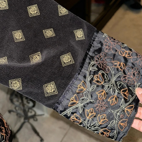 Hearts of Palms printed Corduroy Jacket with embroidered borders-size approx Lg - Picture 5 of 14